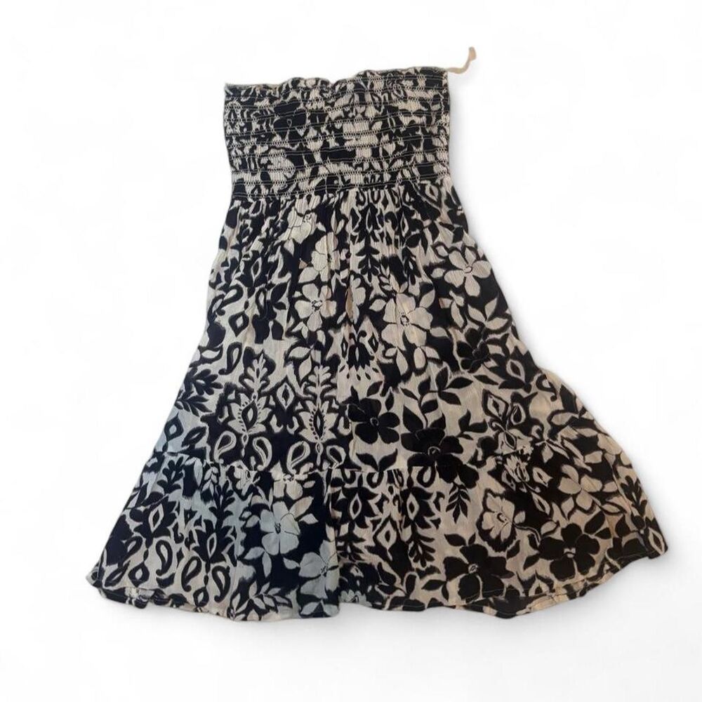 Rayya Women's Black and White Floral Mini Tube Top Dress